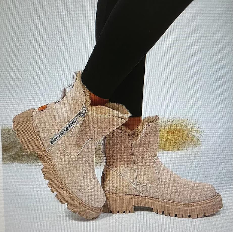 Women's Snow Boots Winter Warm Foldable Plush Tube Short Boot Solid Color Round-toe Platform Shoes