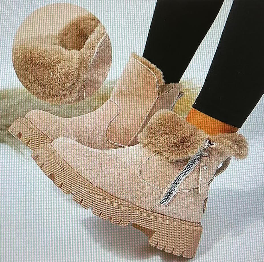 Women's Snow Boots Winter Warm Foldable Plush Tube Short Boot Solid Color Round-toe Platform Shoes