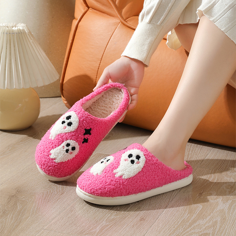 Halloween Cartoon Ghost Cotton Slippers For Women Indoor Non-slip Bedroom Floor Slipper Winter House Shoes